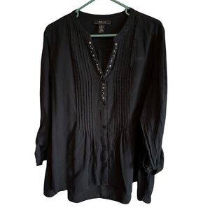 3/$20 Style & Co. Black Blouse with Embellished Neckline